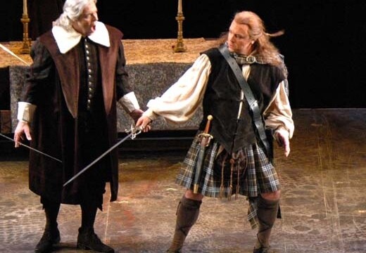 Robert Breault in Lucia di Lammermoor - Chautauqua Opera;
Robert Breault as Edgardo and Phillip Cokorinus as Bide-the-bent. Breault Edgardo (4)